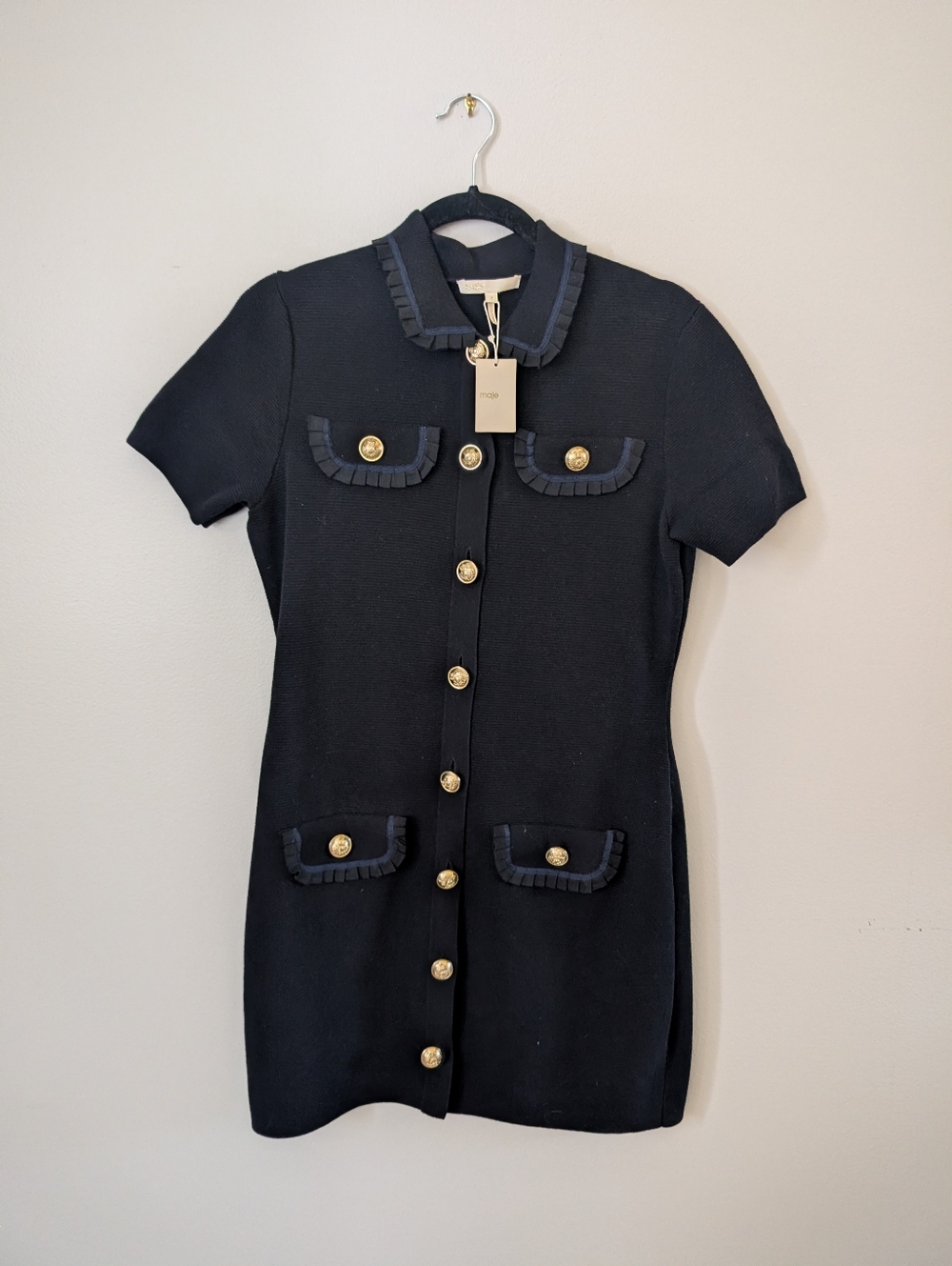 NWT Maje Black And Navy Mini Dress